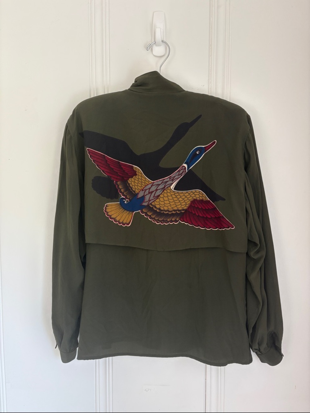 Vintage 100% Silk Pancaldi & B Made in Italy Blouse Mallard Duck